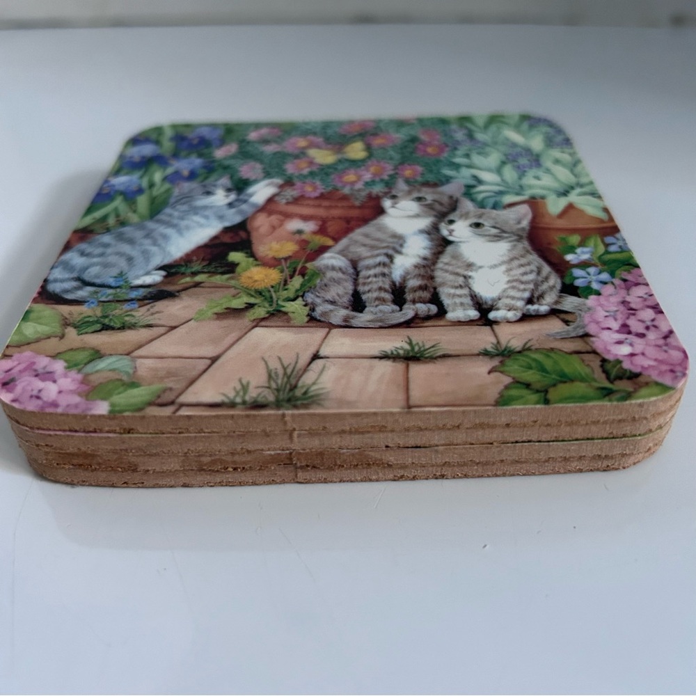 Set of 4 super cute kittens coasters